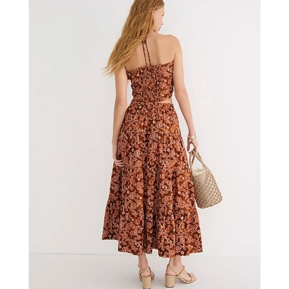 11. J.Crew Tiered pull-on maxi skirt in vintage vines - Picture 2 of 11
